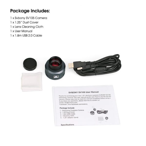 Câmera Planetária SV105 2MP USB2.0 para Astrofotografia Iniciante 6