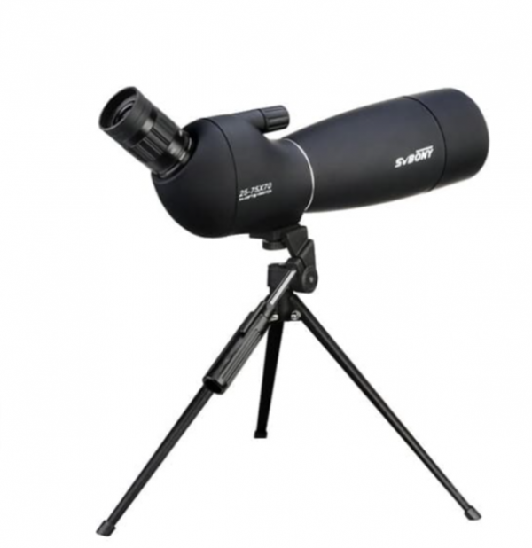 Telescópio terrestre SV28 25-75x70mm Black Spotting Scope com Tripé 2
