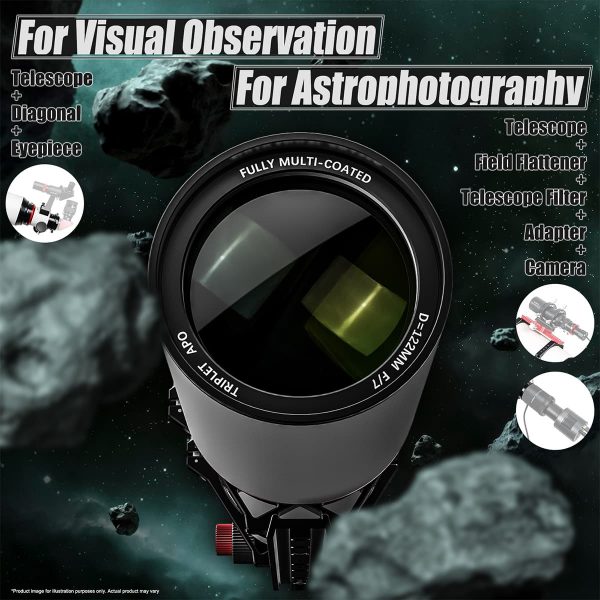 Telescópio Refrator SV550 APO Triplo Apocromático 122mm F7 Astrofotografia do Céu Profundo F9381C 8